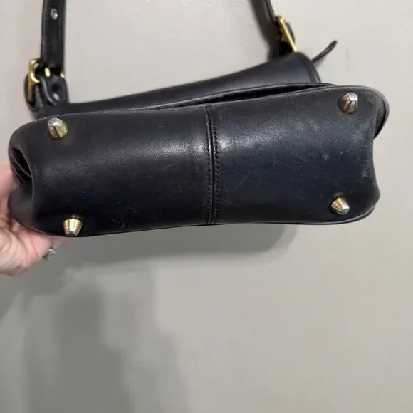 Coach 9525 Vintage Old Stewardess Black Leather Shoulder Bag - Picture 4 of 11